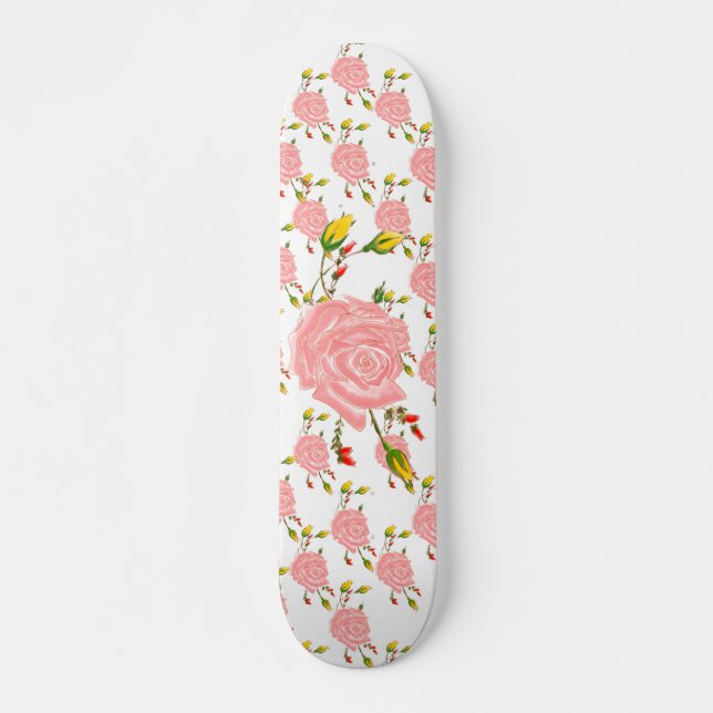 Skateboard Planche à roulettes rose de fleur (Devant)