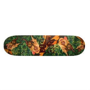 Skateboard Planche à roulettes rouge de chien