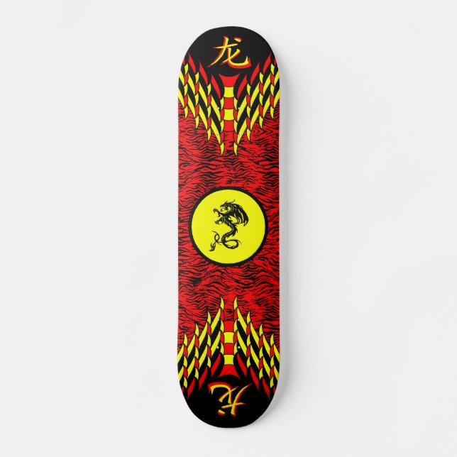 Skateboard Planche à roulettes rouge de dragon de tigre (Recto)