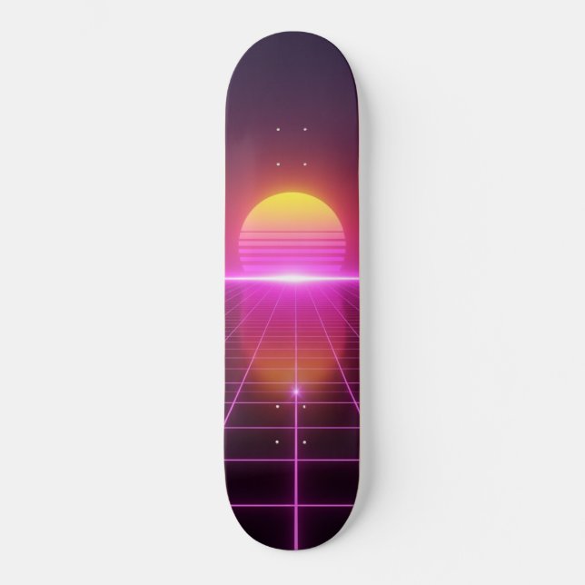 Skateboard Planche à roulettes Synthwave Coucher de soleil Gr (Recto)