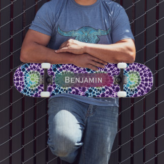 Skateboard Planche à roulettes Tie-Dye Violet Vert Turquoise