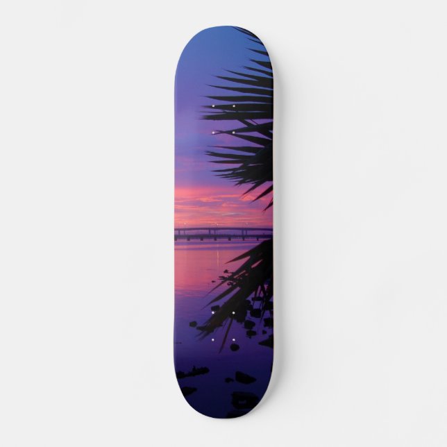 Skateboard Planche à roulettes tropicale de coucher du soleil (Recto)
