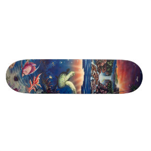 Skateboard Planche à roulettes tropicale de tortue de mer