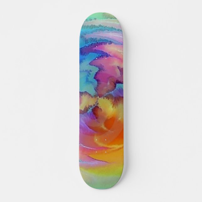 Skateboard Planche à roulettes unique d'aquarelle (Devant)