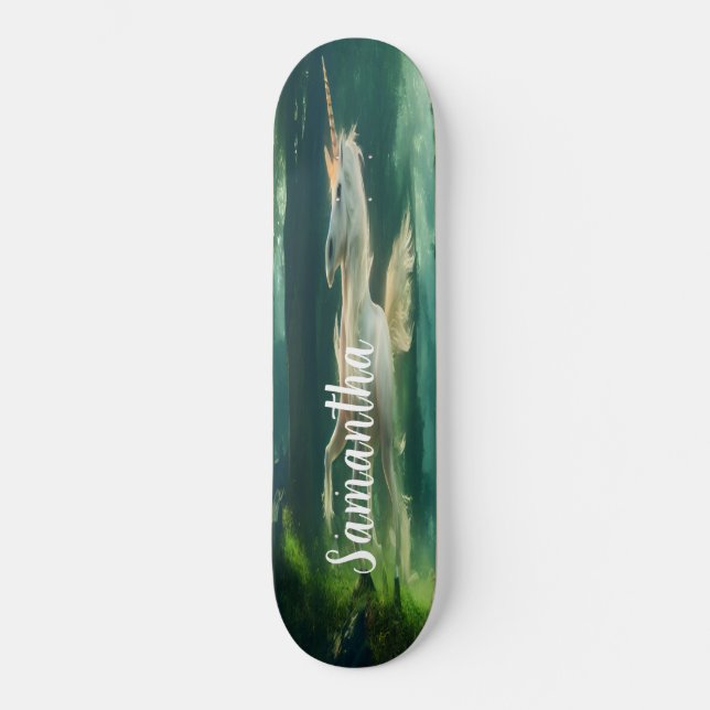 Skateboard Planche à roulettes Vieux blanc licorne (Recto)