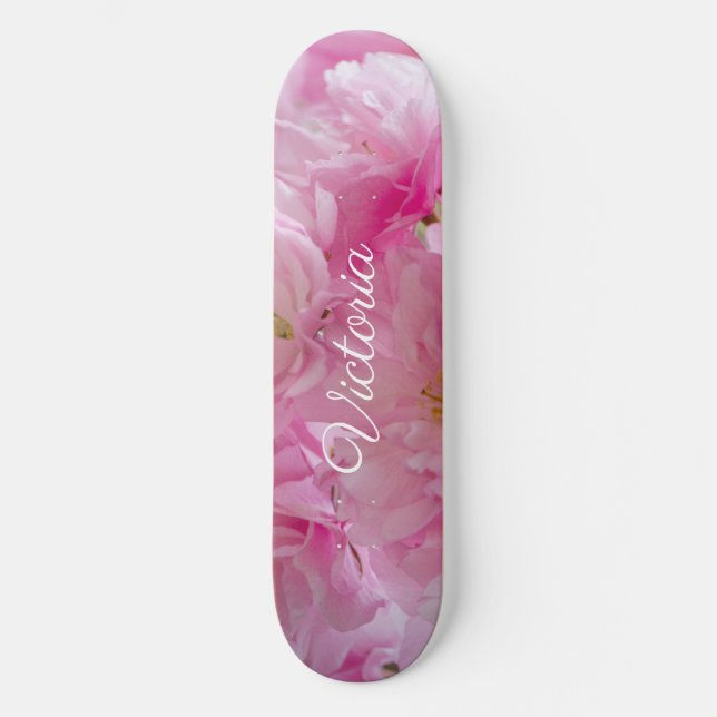 Skateboard Planche Rose, Violet, Fille, Blanc, Personnalisé, (Recto)