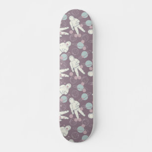 Skateboard Planètes Astronaute Espace Motif Bleu Violet