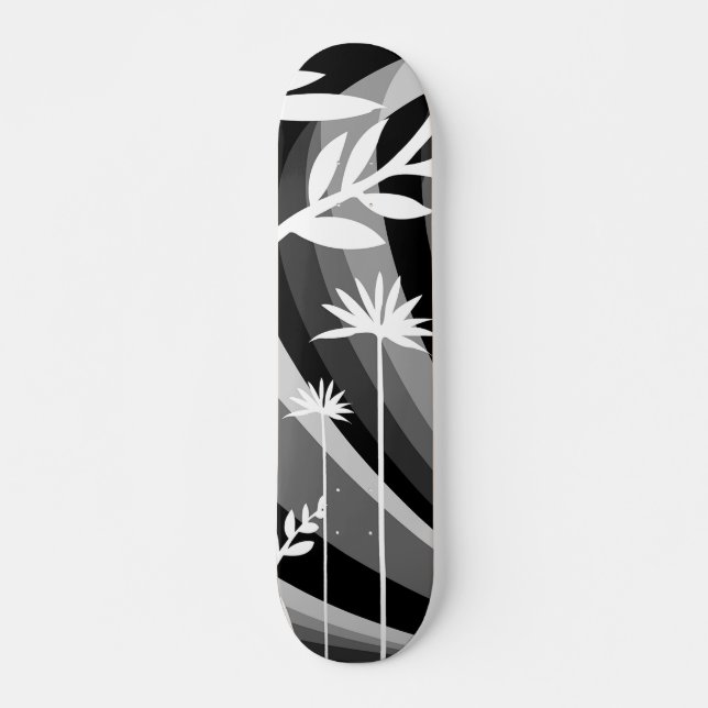 Skateboard Plante gris et blanc (Devant)