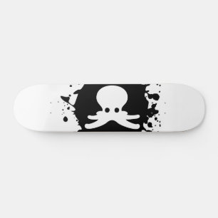 Skateboard Plaque d'encre de pieuvre noire et blanche