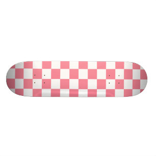 Skateboard Plate-forme Checkered noire et blanche rose de
