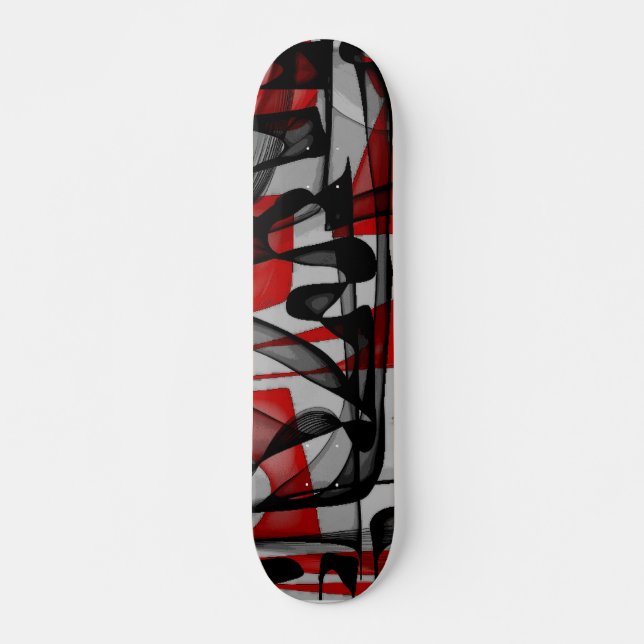 Skateboard Plate-forme noire rouge abstraite de planche à (Devant)