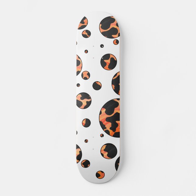 Skateboard Poche noire et orange Polka Imprimer (Recto)