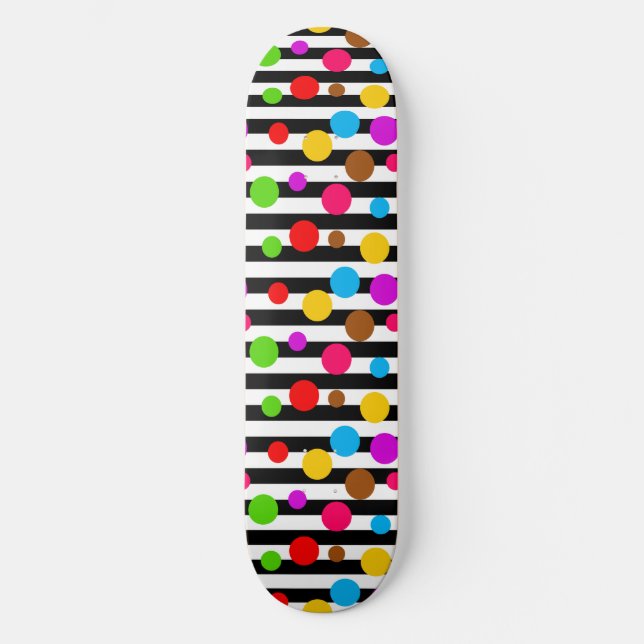 Skateboard Points Colorés Rayures (Recto)