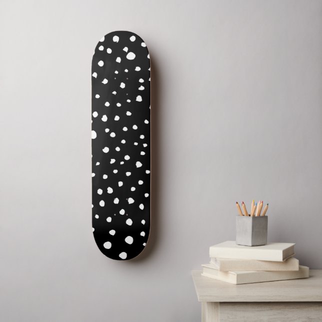 Skateboard Points dalmatiens, Zones dalmatiennes, Noir et Bla (Art mural)