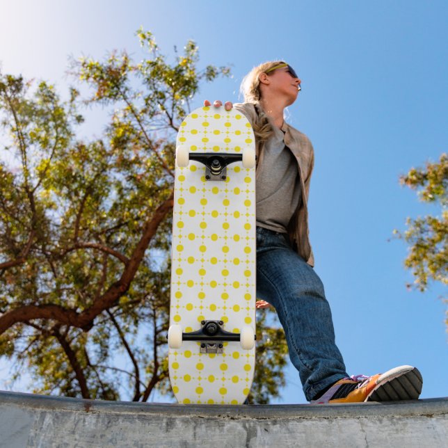 Skateboard Points jaunes, Motif à pois, Pois, Pointillé (Extérieur 1)