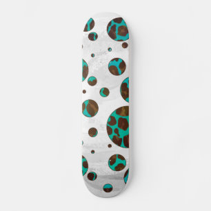 Skateboard Points Leopard Brown et Turquoise PrintPolka