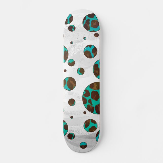 Skateboard Points Leopard Brown et Turquoise PrintPolka (Recto)