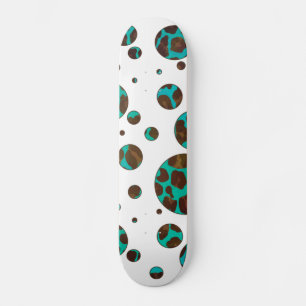 Skateboard Points Leopard Brown et Turquoise PrintPolka