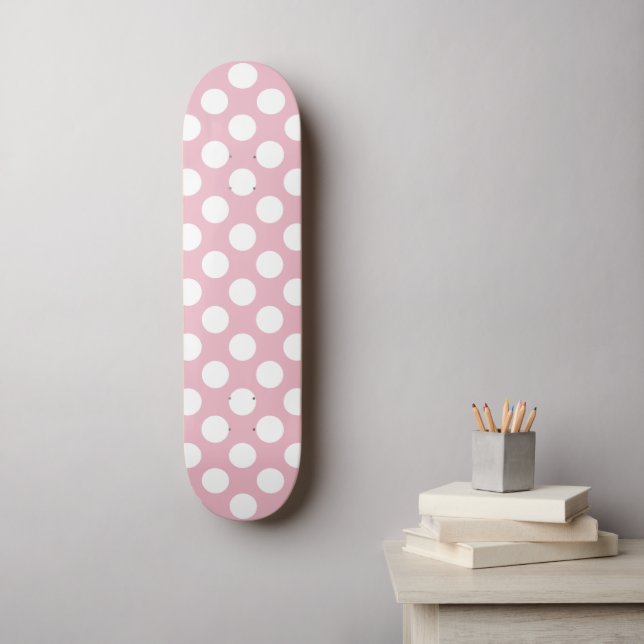 Skateboard Pois roses, Motif Pointe Polka, Points, Pointe (Art mural)