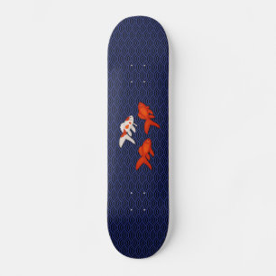 Skateboard Poisson d'or sur Seigaiha Motif Japonais