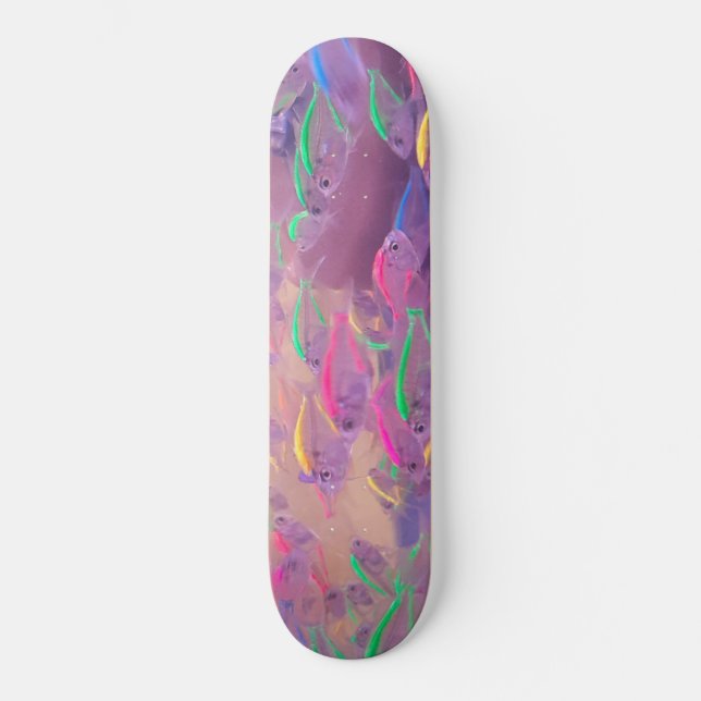 Skateboard Poisson fluorescent dans la mer (Recto)