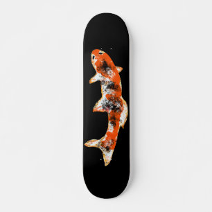 Skateboard Poisson Koi noir