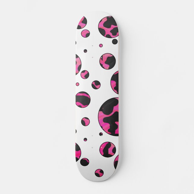 Skateboard Polka Dot Cow Hot Rose et Black Print (Recto)