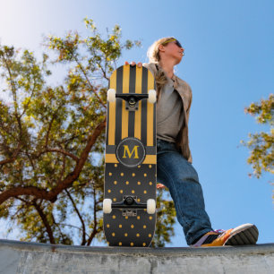 Skateboard Polka Dot Golden Yellow and Black