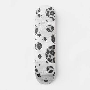 Skateboard Polka Dot Leopard Design noir et blanc