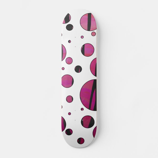 Skateboard Polka Dot Tiger rose chaud et noir (Recto)