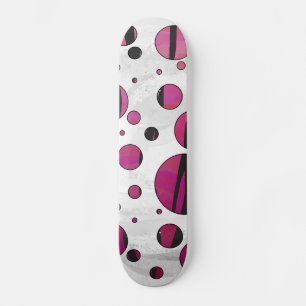 Skateboard Polka Dot Tiger rose chaud et noir