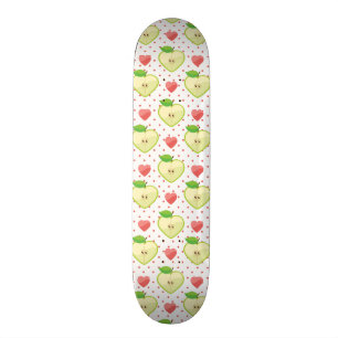 Skateboard Pommes de coeur avec le pois et les coeurs roses