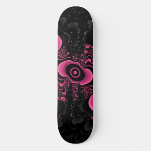 Skateboard pont de papillon fractal noir et rose
