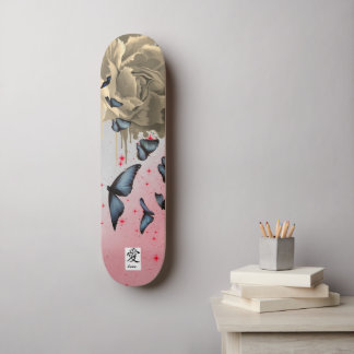 SKATEBOARD POPPIES AND BLUE BUTTERFLIES