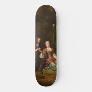 Skateboard Portrait d'un jeune couple (art hollandais Vintage