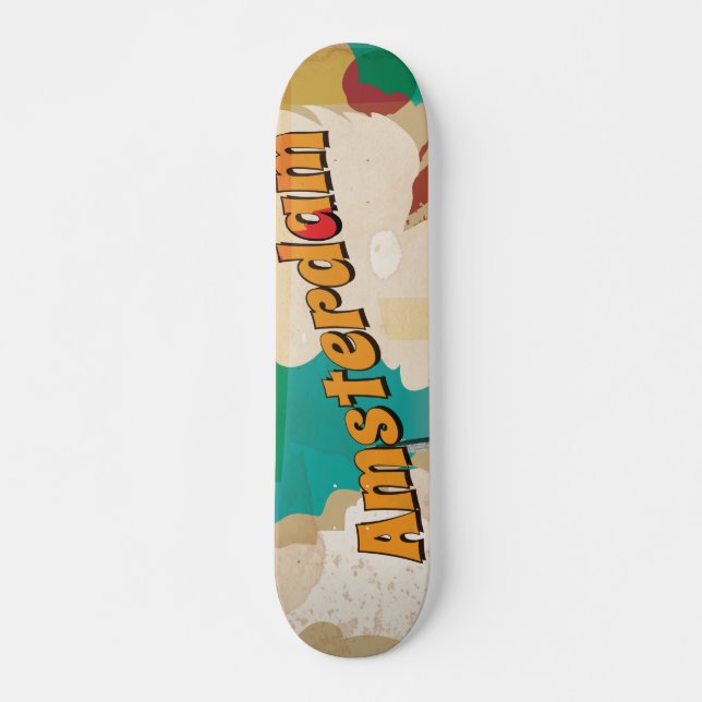 Skateboard Poster Vintage voyage Amsterdam (Devant)