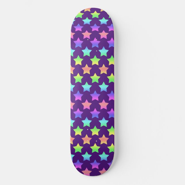 Skateboard Pourpre avec les étoiles Pastel Ombre (Recto)