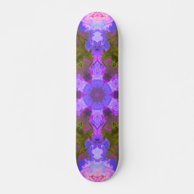 Skateboard Psychédélique Mandala Fleur violet et bleu (Devant)
