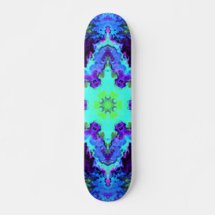 Skateboard Psychédélique Mandala Flower bleu vert et violet