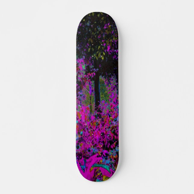 Skateboard Psychédélique rose chaude et noir du jardin Sunris (Devant)