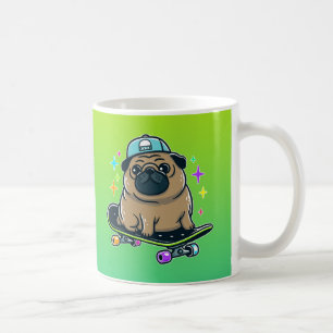 skateboard pug coffee mug