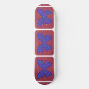 Skateboard Purple and Red Butterfly