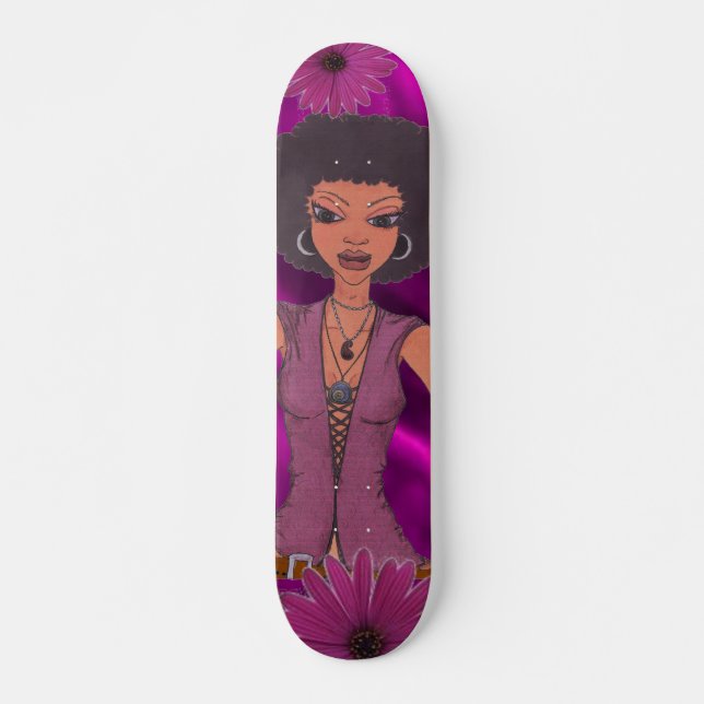 Skateboard Purple Daisy Retro Girl (Devant)