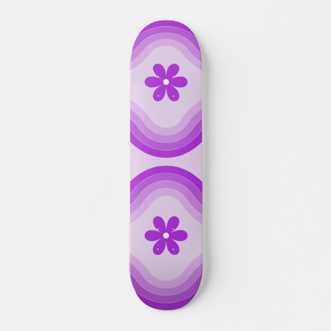 Skateboard Purple Mid-Century Floral moderne Arc-en-ciel Abst (Devant)