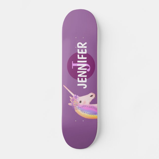 Skateboard Purple Unicorn Rainbow (Recto)