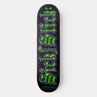 Skateboard Purple & Vert sur Noir ~ Sick Stick Logo Pro Deck