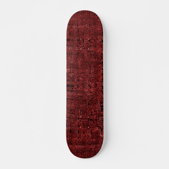 Skateboard Quadrados pequenos vermelhos sobrepostos empapados (Devant)
