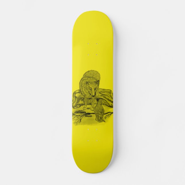Skateboard Rabe mit Wolf schwarz gelée Design (Recto)