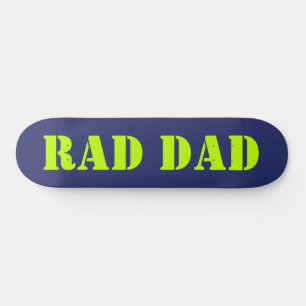 Skateboard Rad Dad neon green navy blue modern typography
