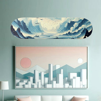 Skateboard Rain Hail Migrating Birds Snow Mountains Scenery 
